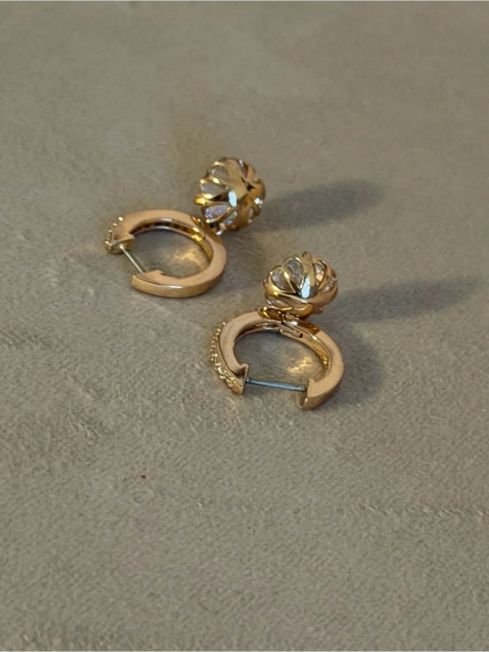 kate spade Rose Gold Hoop Earrings with Clear Crystal Drops